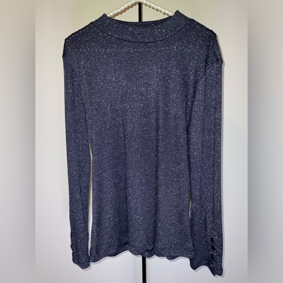 Violets & Roses long sleeve shimmer top in midnight blue (almost black)- NWT -XL - Picture 4 of 8